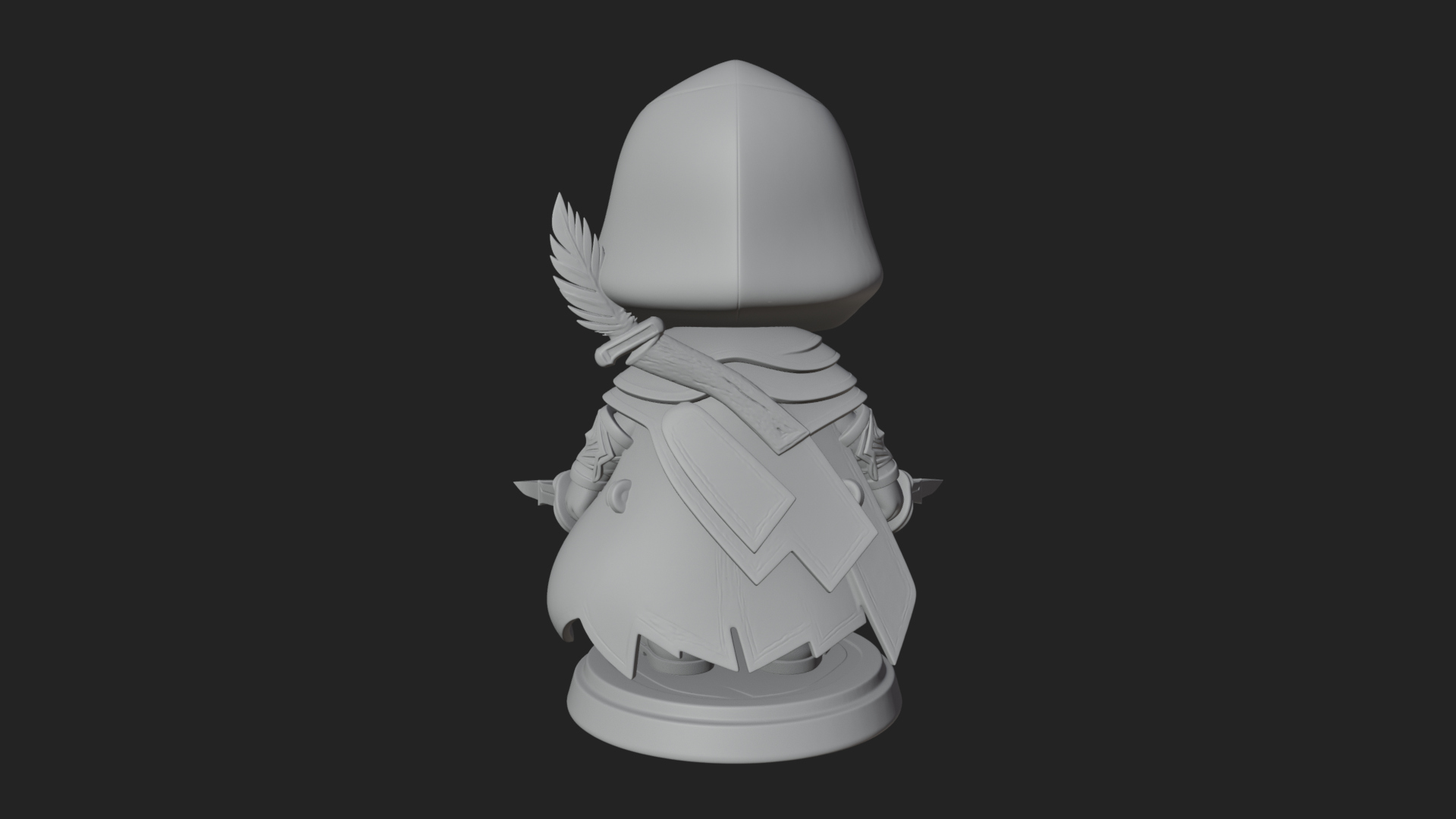 Chibi Hooded Assassin Statue Design 3 3D Print Model 3D Model