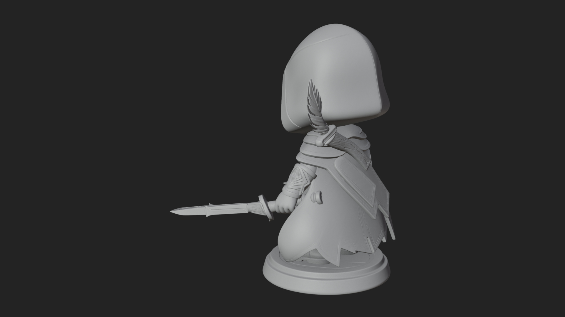 Chibi Hooded Assassin Statue Design 3 3D Print Model 3D Model