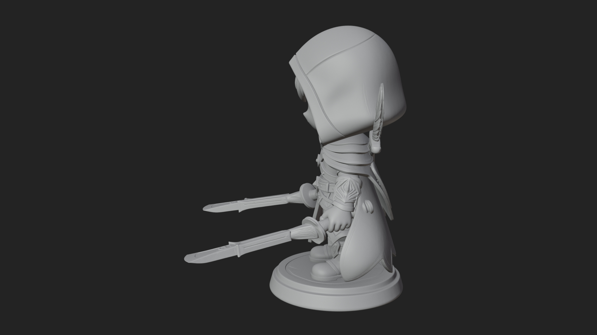 Chibi Hooded Assassin Statue Design 3 3D Print Model 3D Model