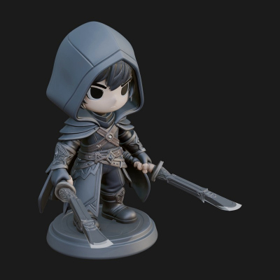 Chibi Hooded Assassin Statue Design 3 3D Print Model