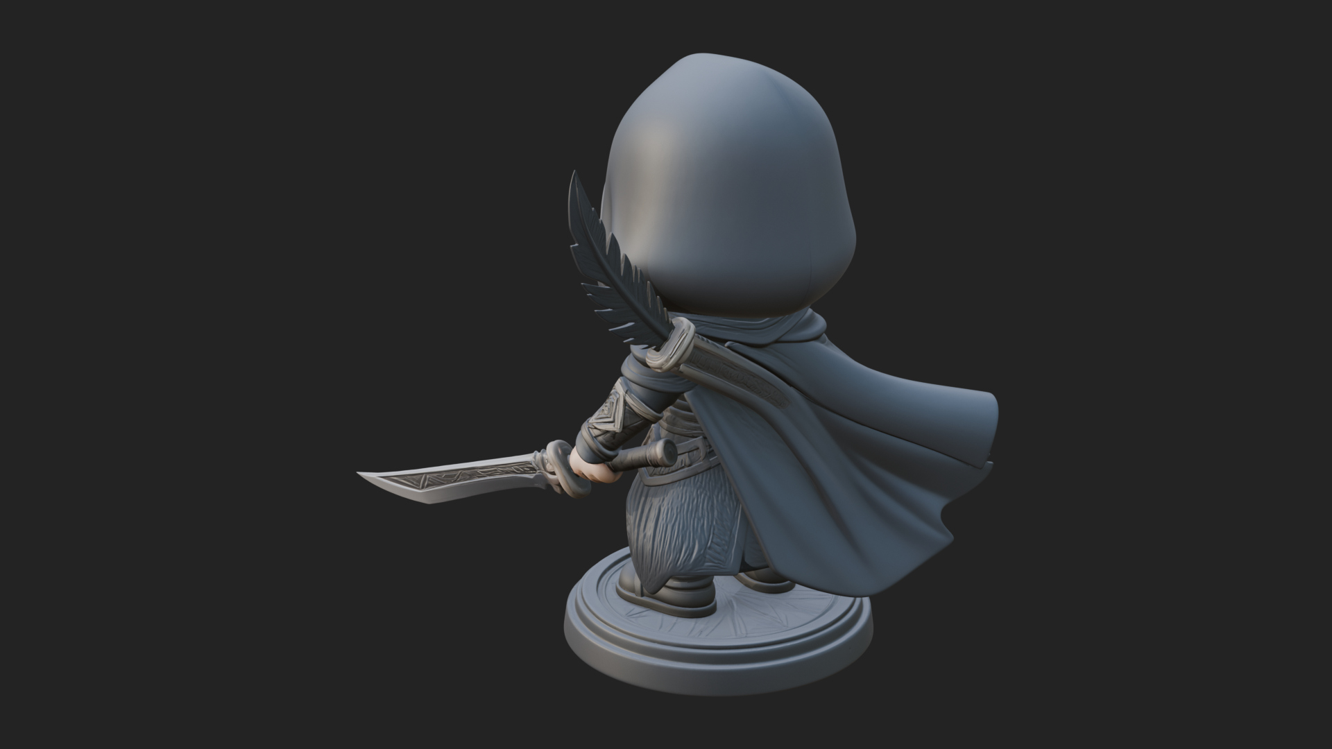 Chibi Hooded Assassin Statue Design 4 3D Print Model 3D Model
