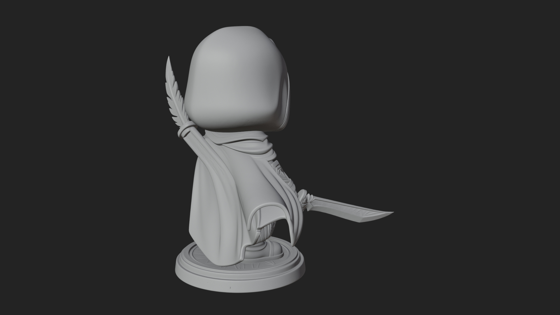 Chibi Hooded Assassin Statue Design 4 3D Print Model 3D Model
