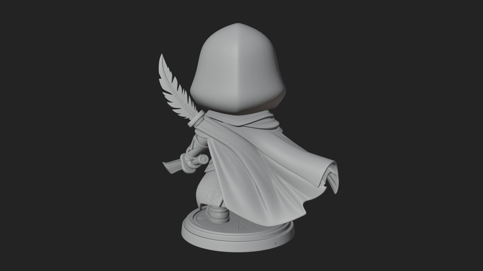 Chibi Hooded Assassin Statue Design 4 3D Print Model 3D Model