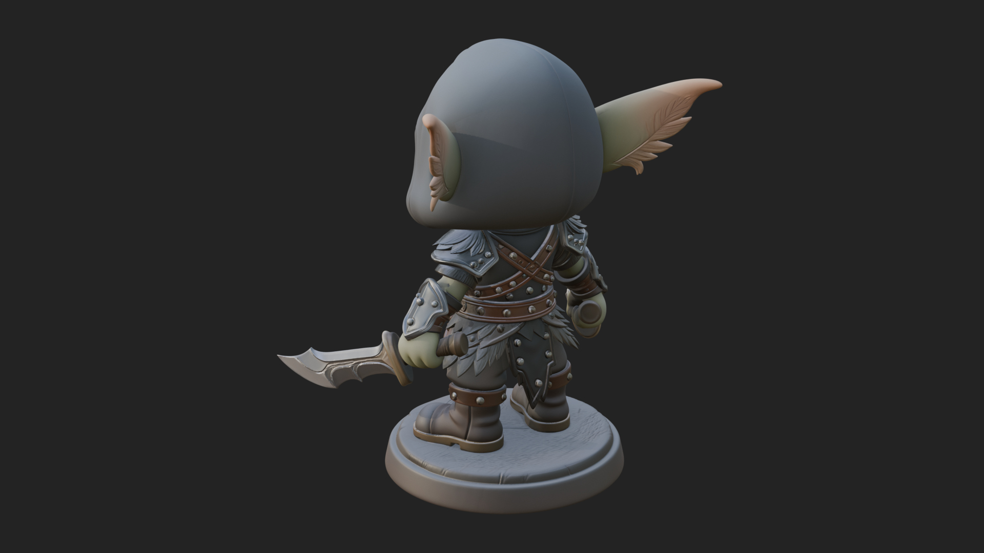 Chibi Hooded Goblin Rogue Statue Design 1 3D Print Model 3D Model