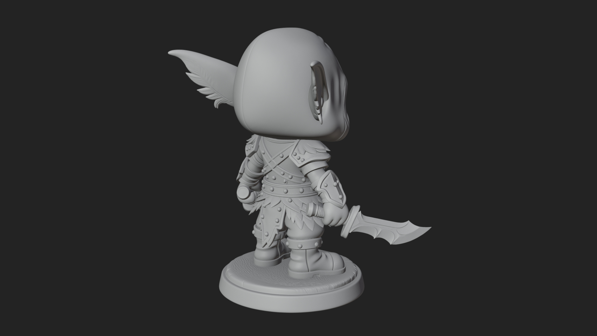 Chibi Hooded Goblin Rogue Statue Design 1 3D Print Model 3D Model