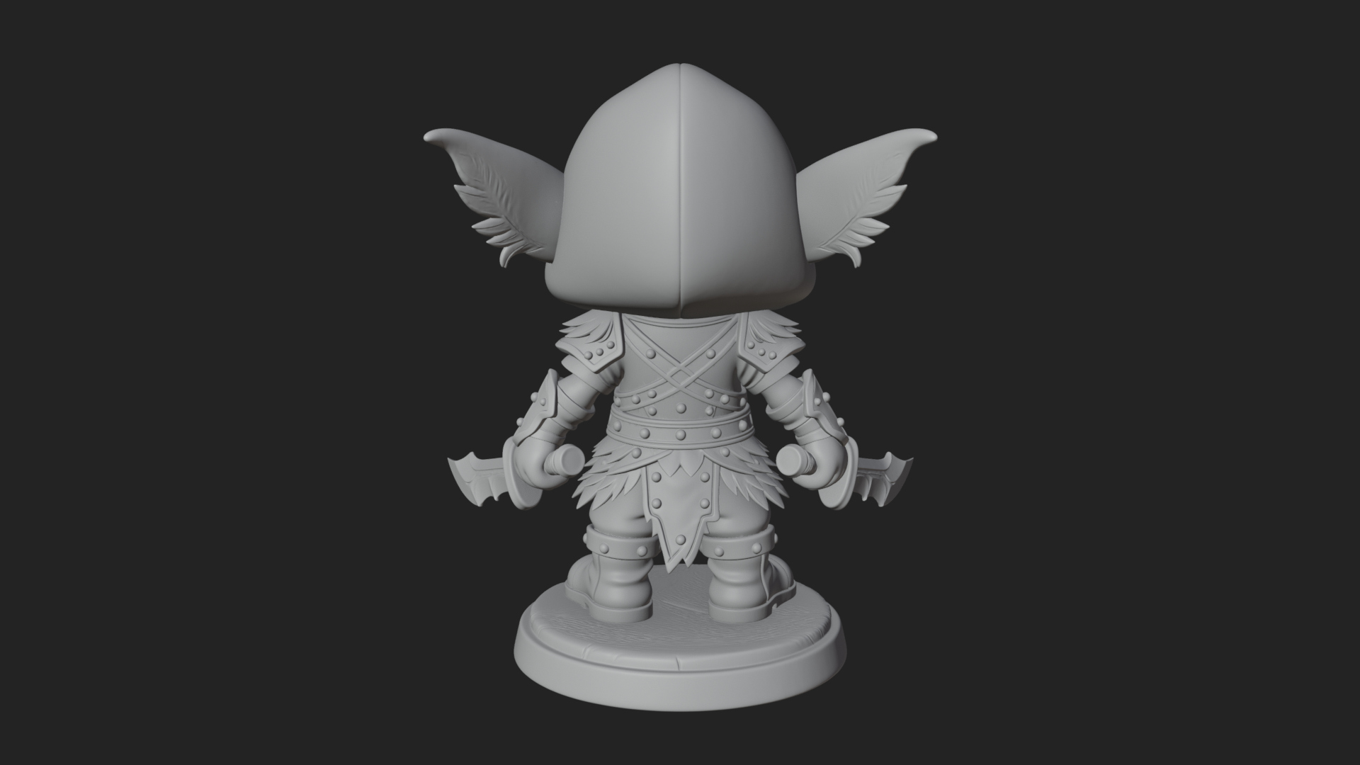 Chibi Hooded Goblin Rogue Statue Design 1 3D Print Model 3D Model