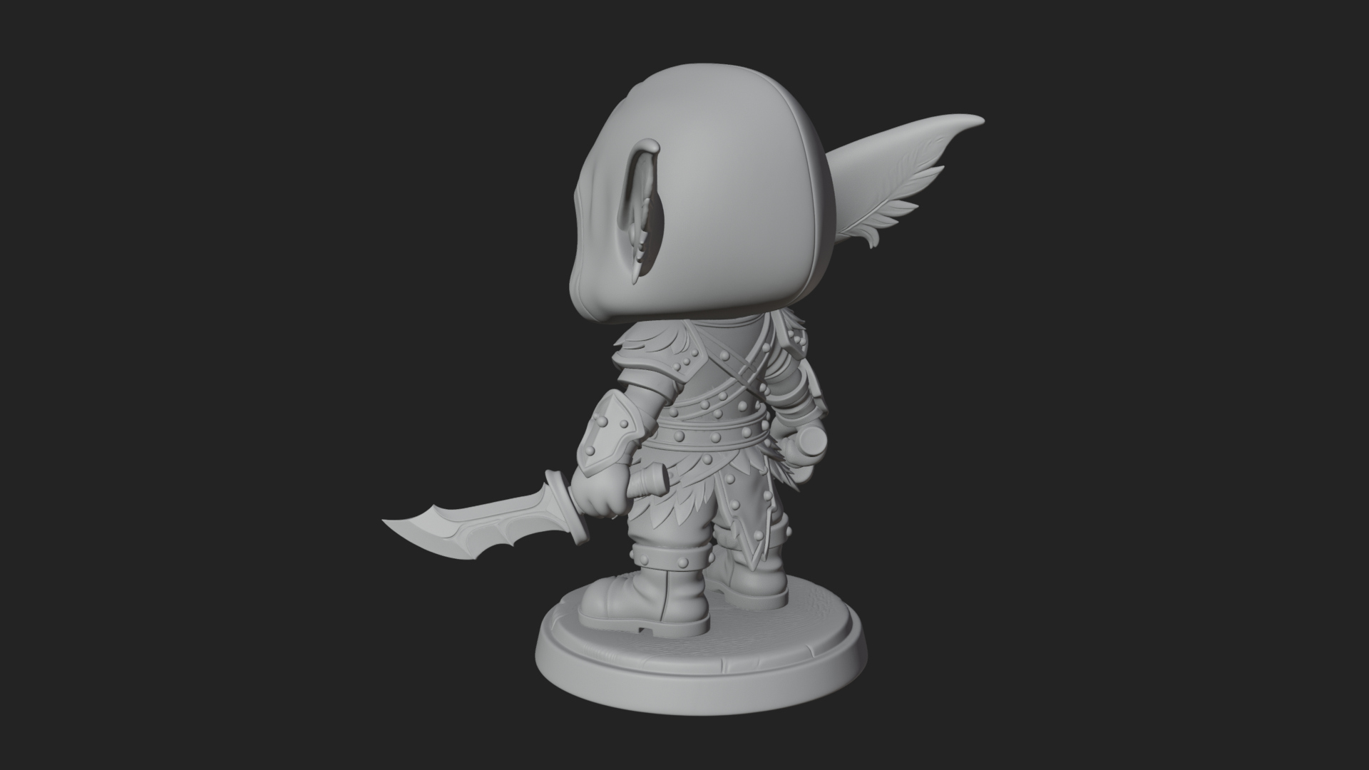 Chibi Hooded Goblin Rogue Statue Design 1 3D Print Model 3D Model