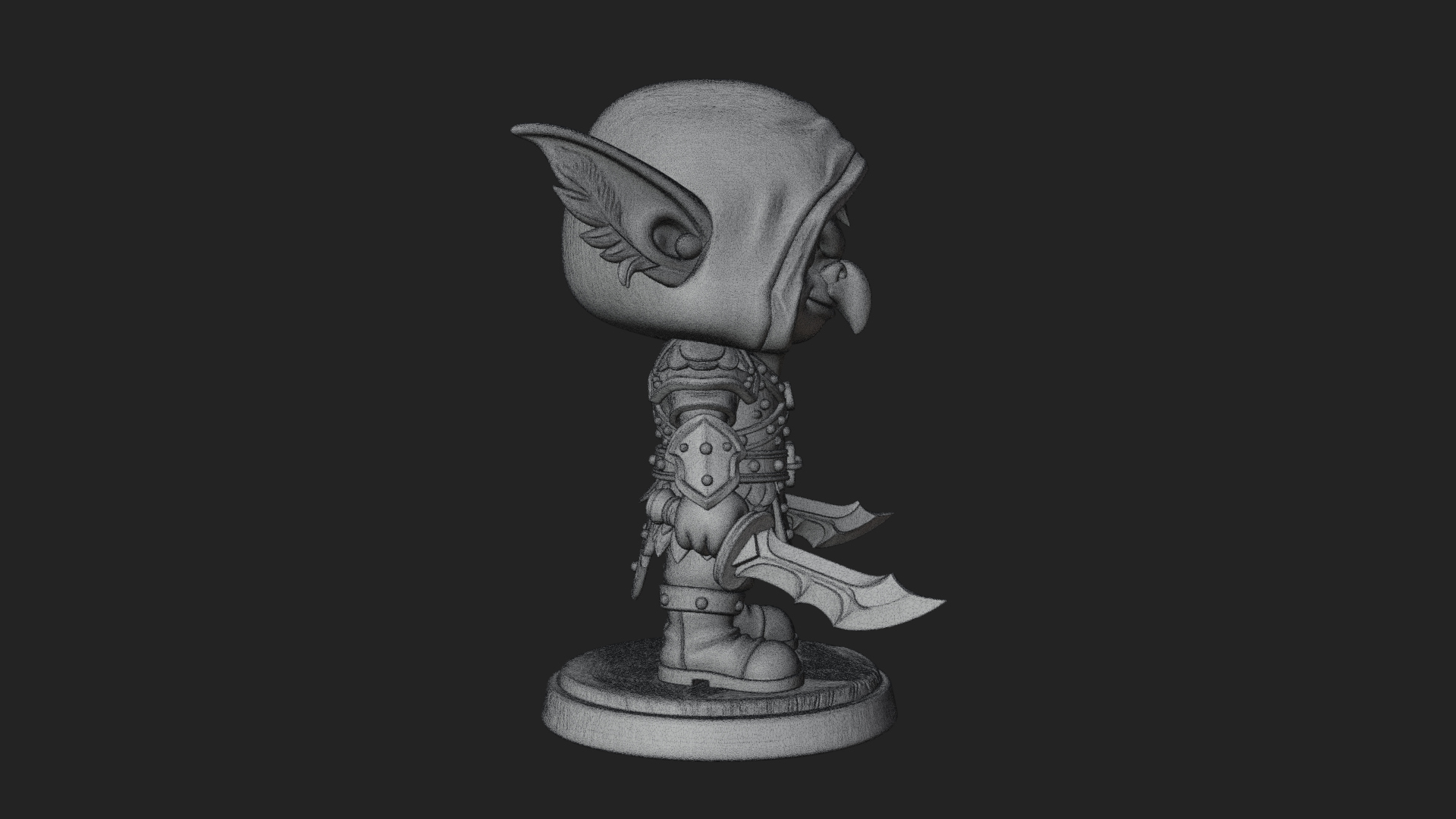 Chibi Hooded Goblin Rogue Statue Design 1 3D Print Model 3D Model