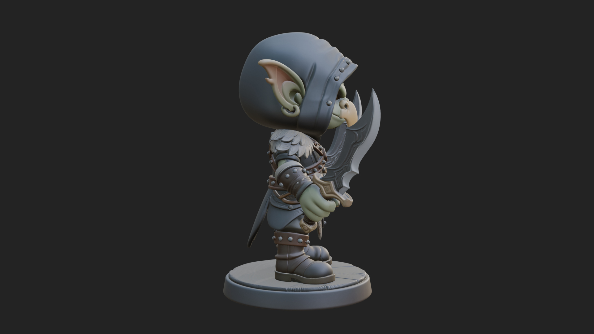 Chibi Hooded Goblin Rogue Statue Design 2 3D Print Model 3D Model