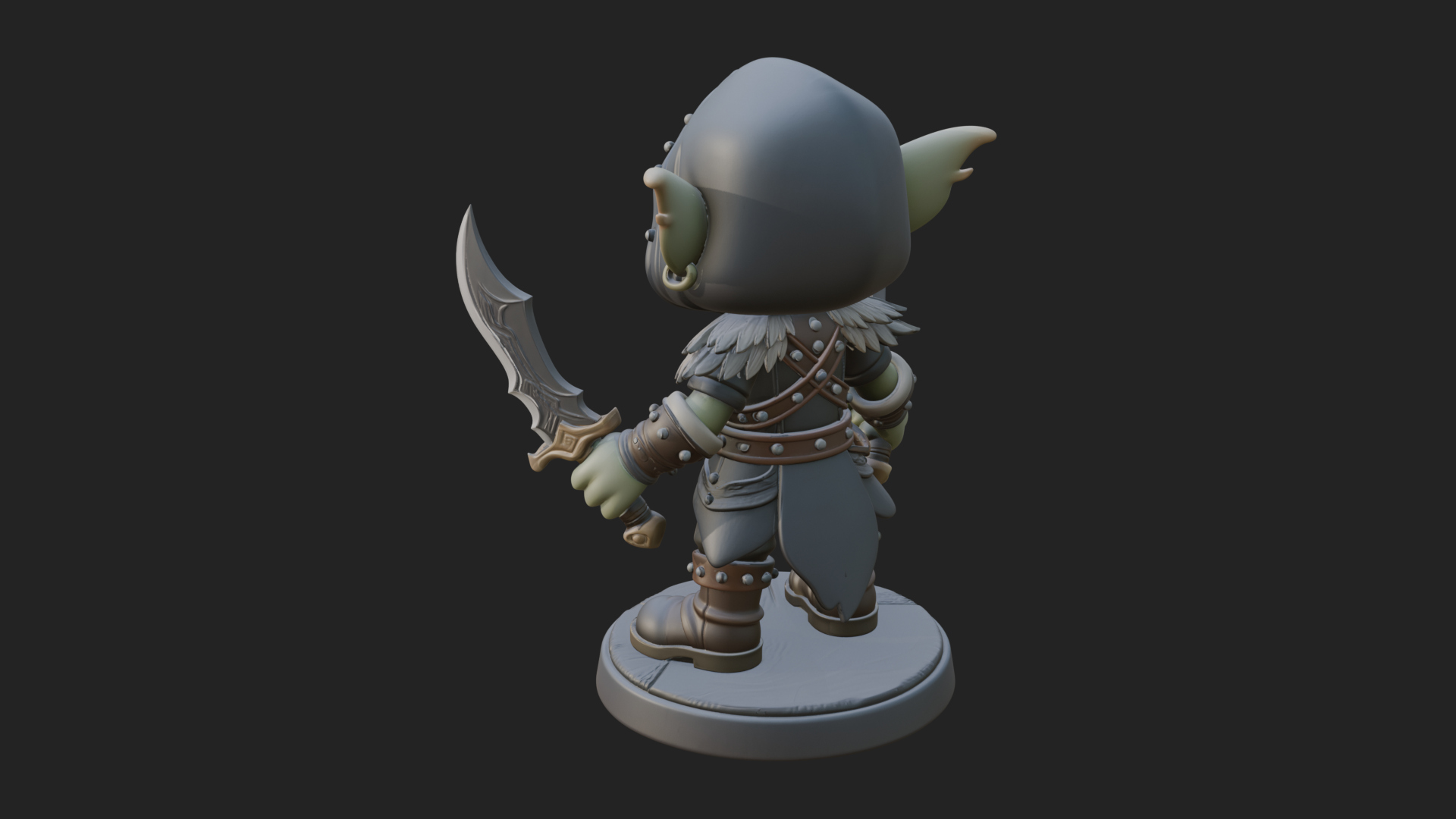 Chibi Hooded Goblin Rogue Statue Design 2 3D Print Model 3D Model