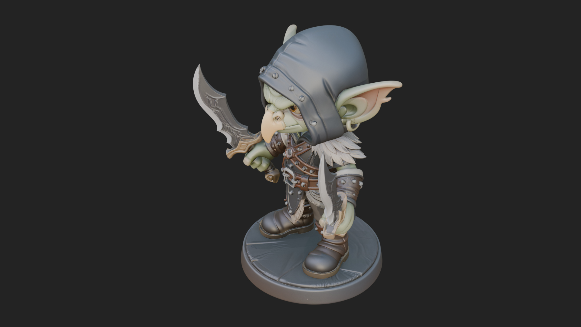 Chibi Hooded Goblin Rogue Statue Design 2 3D Print Model 3D Model