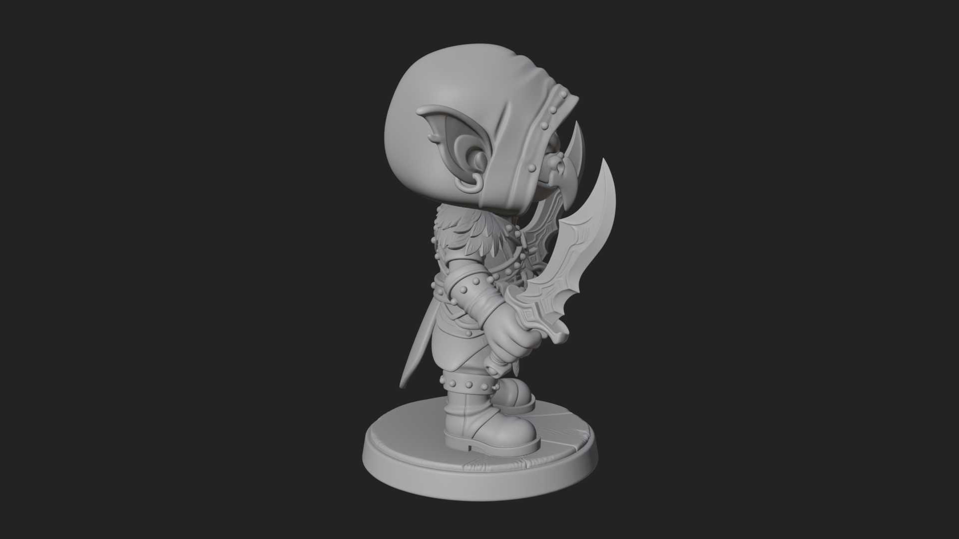 Chibi Hooded Goblin Rogue Statue Design 2 3D Print Model 3D Model