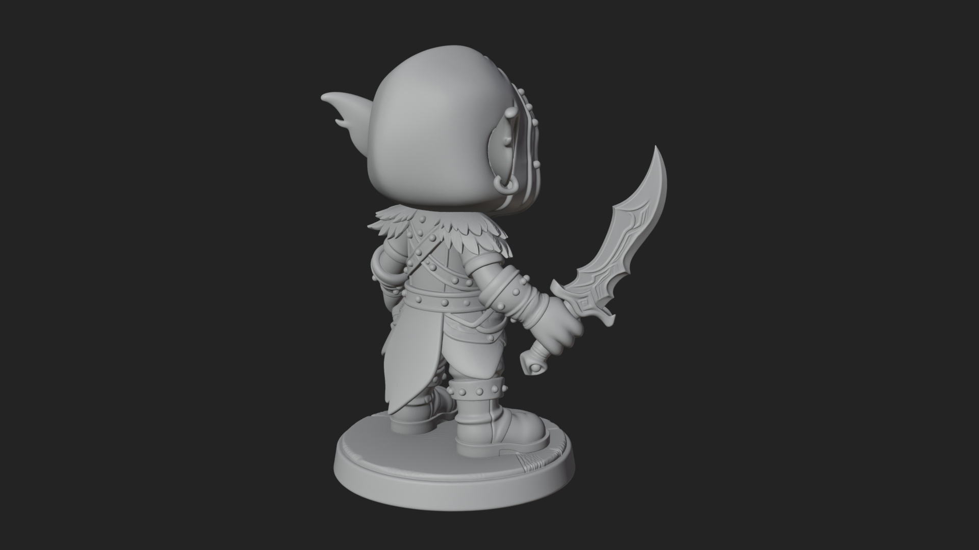 Chibi Hooded Goblin Rogue Statue Design 2 3D Print Model 3D Model