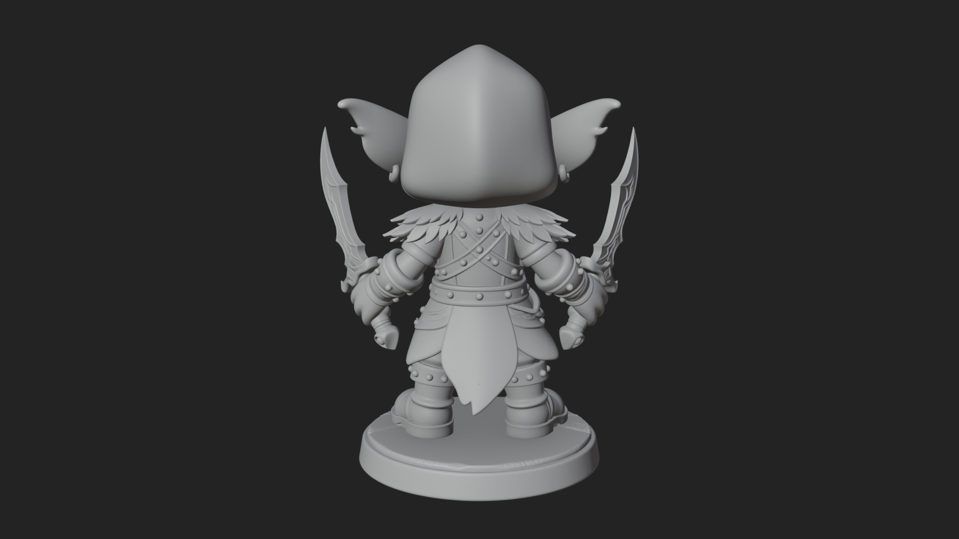 Chibi Hooded Goblin Rogue Statue Design 2 3D Print Model 3D Model