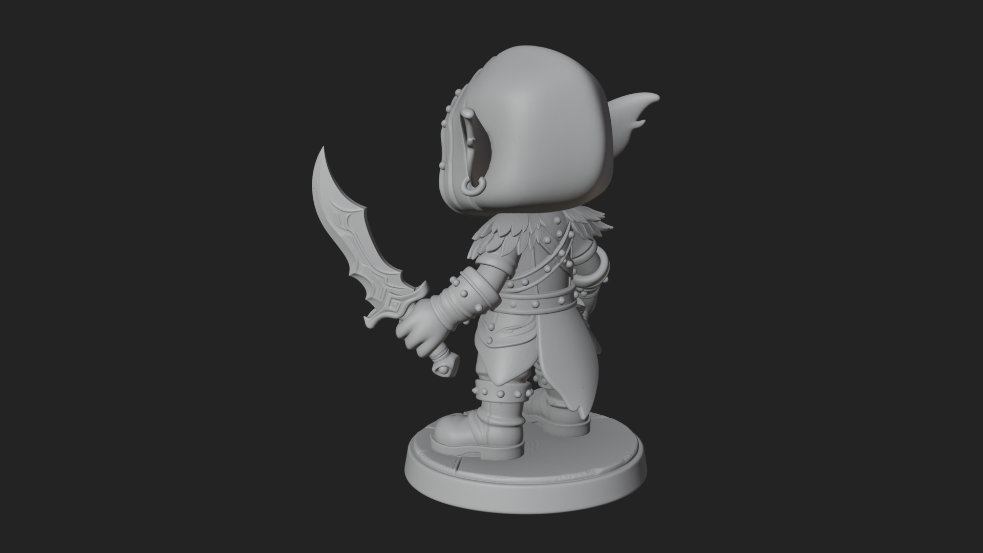 Chibi Hooded Goblin Rogue Statue Design 2 3D Print Model 3D Model