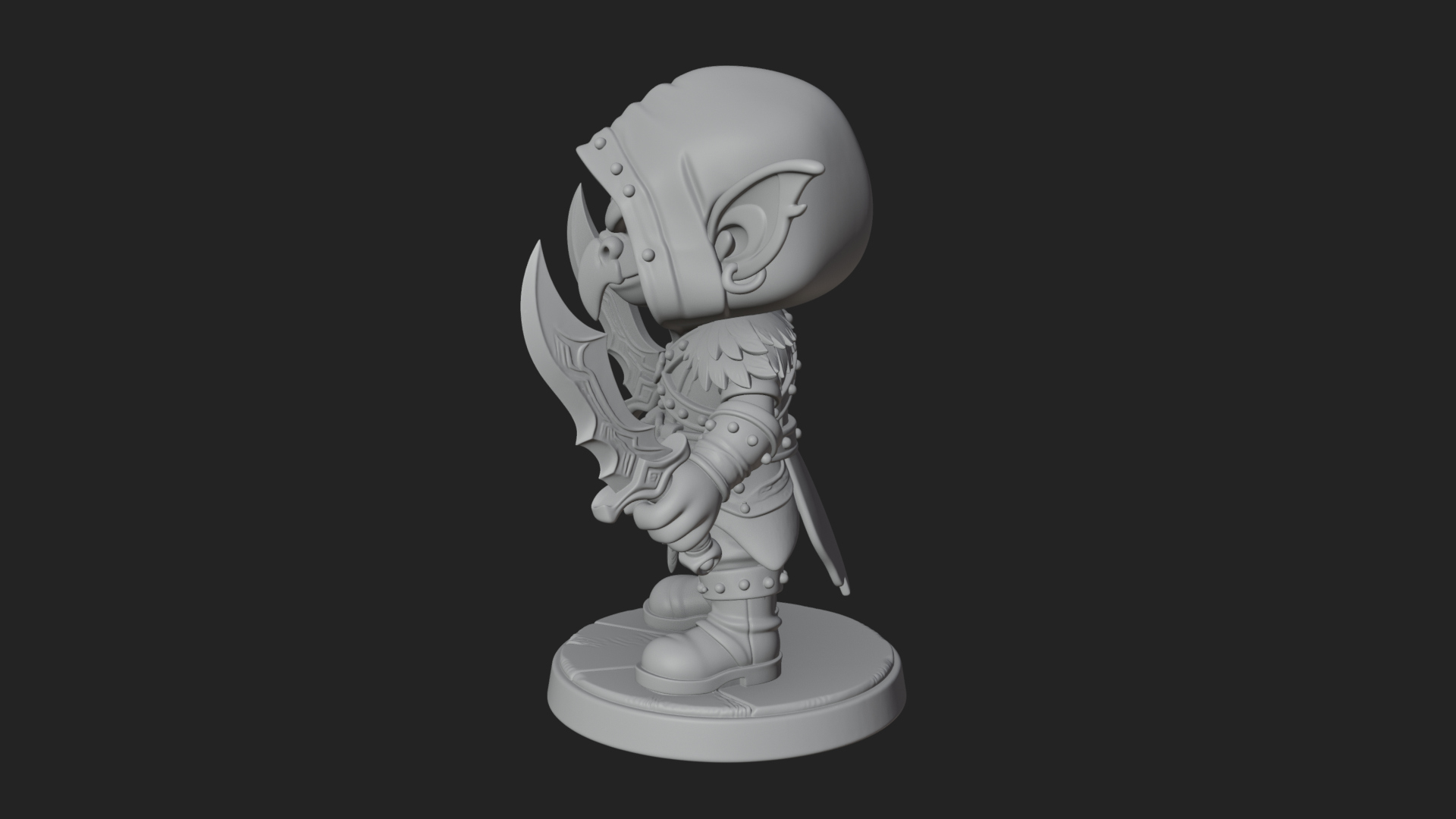 Chibi Hooded Goblin Rogue Statue Design 2 3D Print Model 3D Model