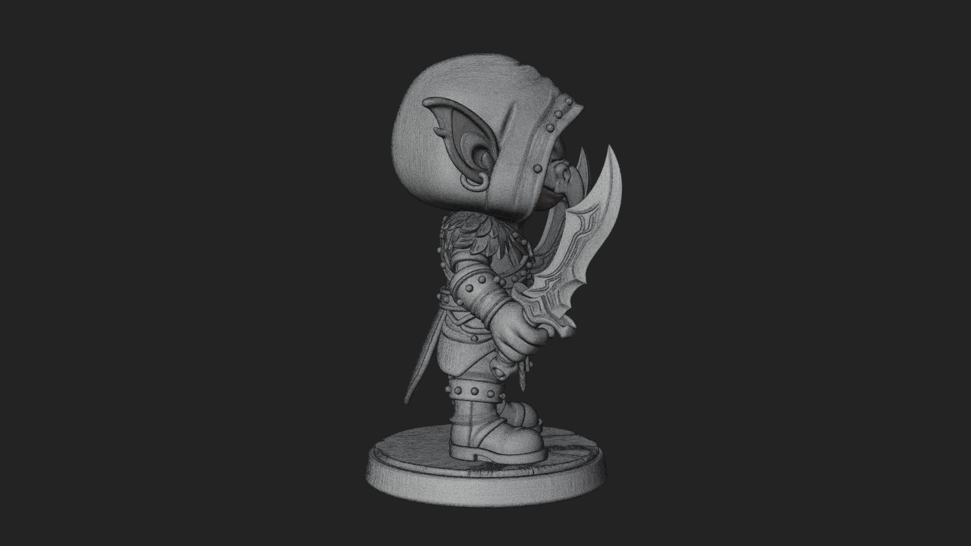 Chibi Hooded Goblin Rogue Statue Design 2 3D Print Model 3D Model