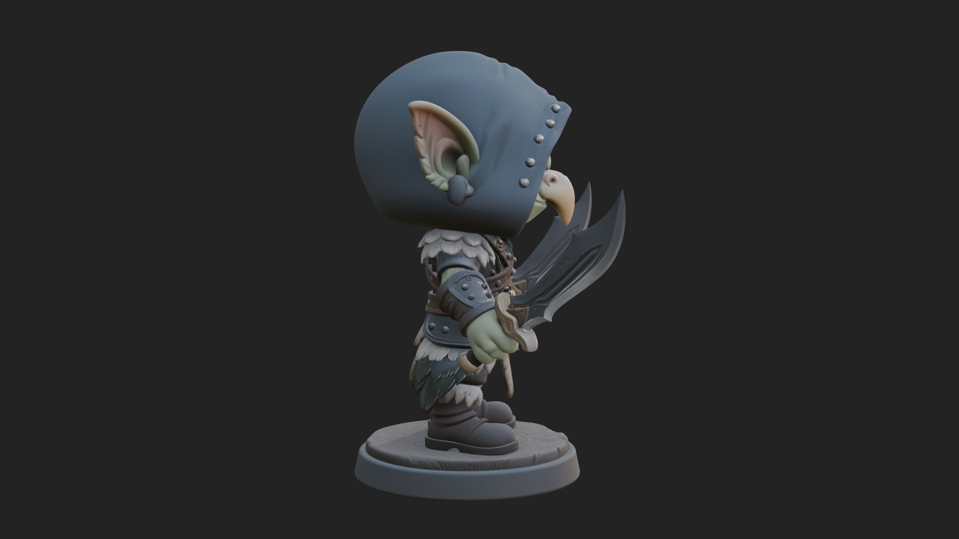Chibi Hooded Goblin Rogue Statue Design 3 3D Print Model 3D Model