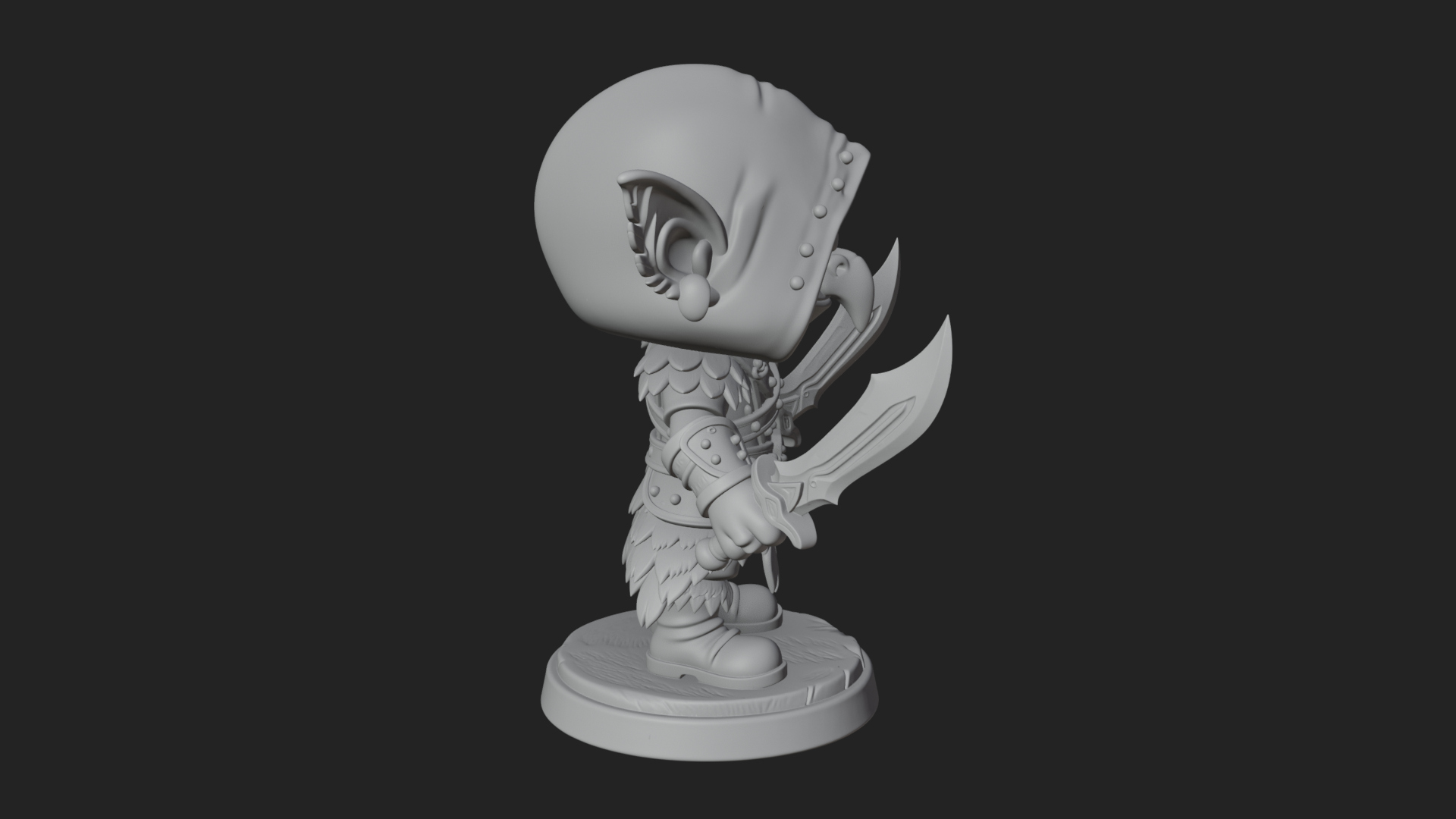 Chibi Hooded Goblin Rogue Statue Design 3 3D Print Model 3D Model