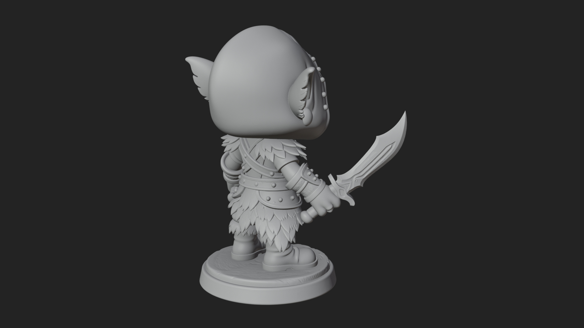 Chibi Hooded Goblin Rogue Statue Design 3 3D Print Model 3D Model