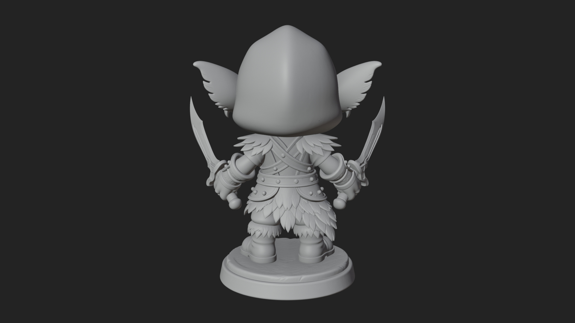 Chibi Hooded Goblin Rogue Statue Design 3 3D Print Model 3D Model