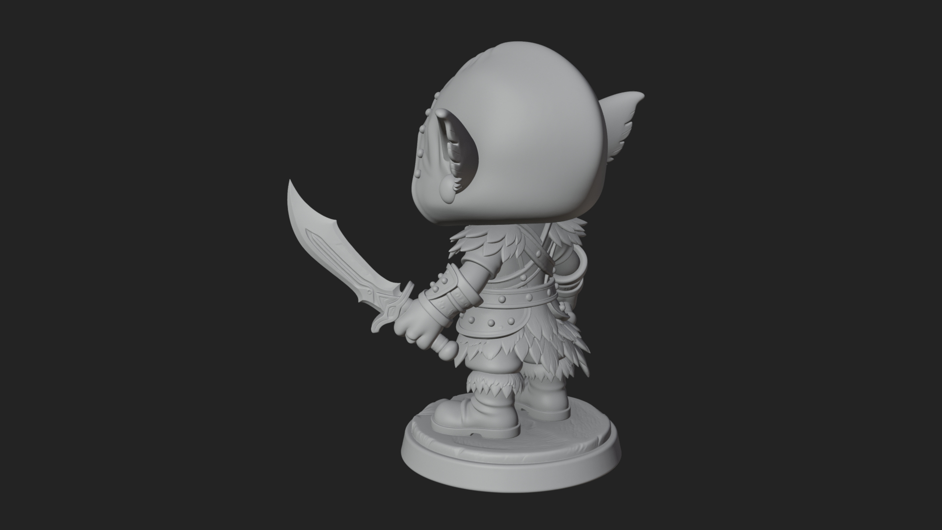 Chibi Hooded Goblin Rogue Statue Design 3 3D Print Model 3D Model
