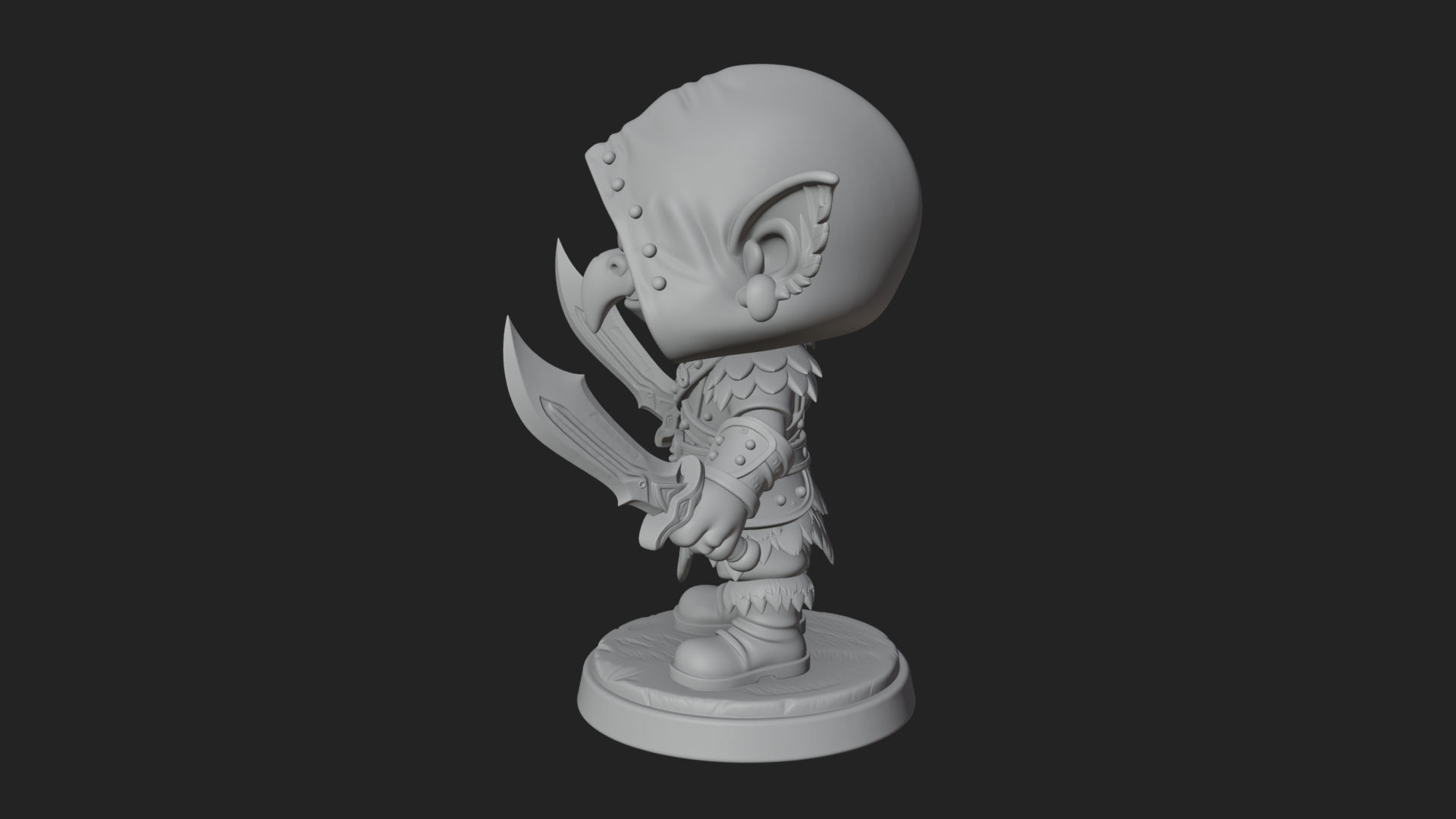 Chibi Hooded Goblin Rogue Statue Design 3 3D Print Model 3D Model