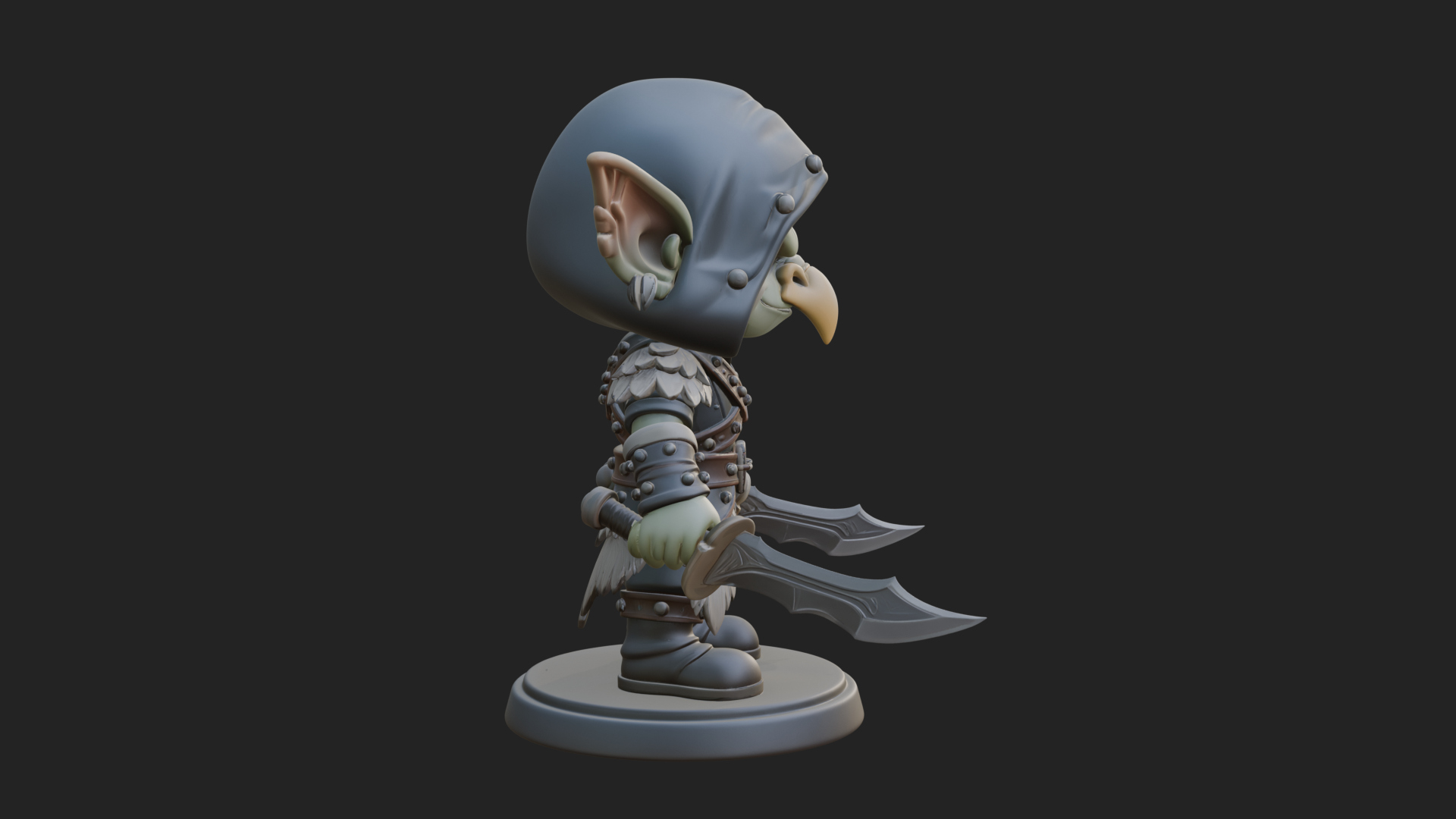 Chibi Hooded Goblin Rogue Statue Design 4 3D Print Model 3D Model