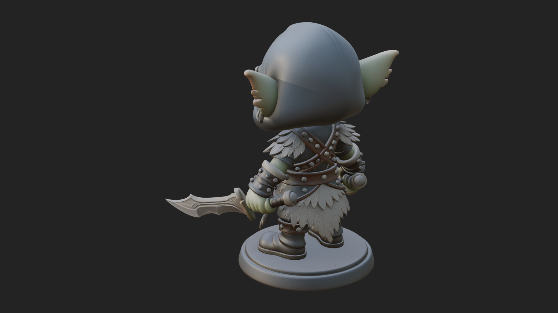 Chibi Hooded Goblin Rogue Statue Design 4 3D Print Model 3D Model