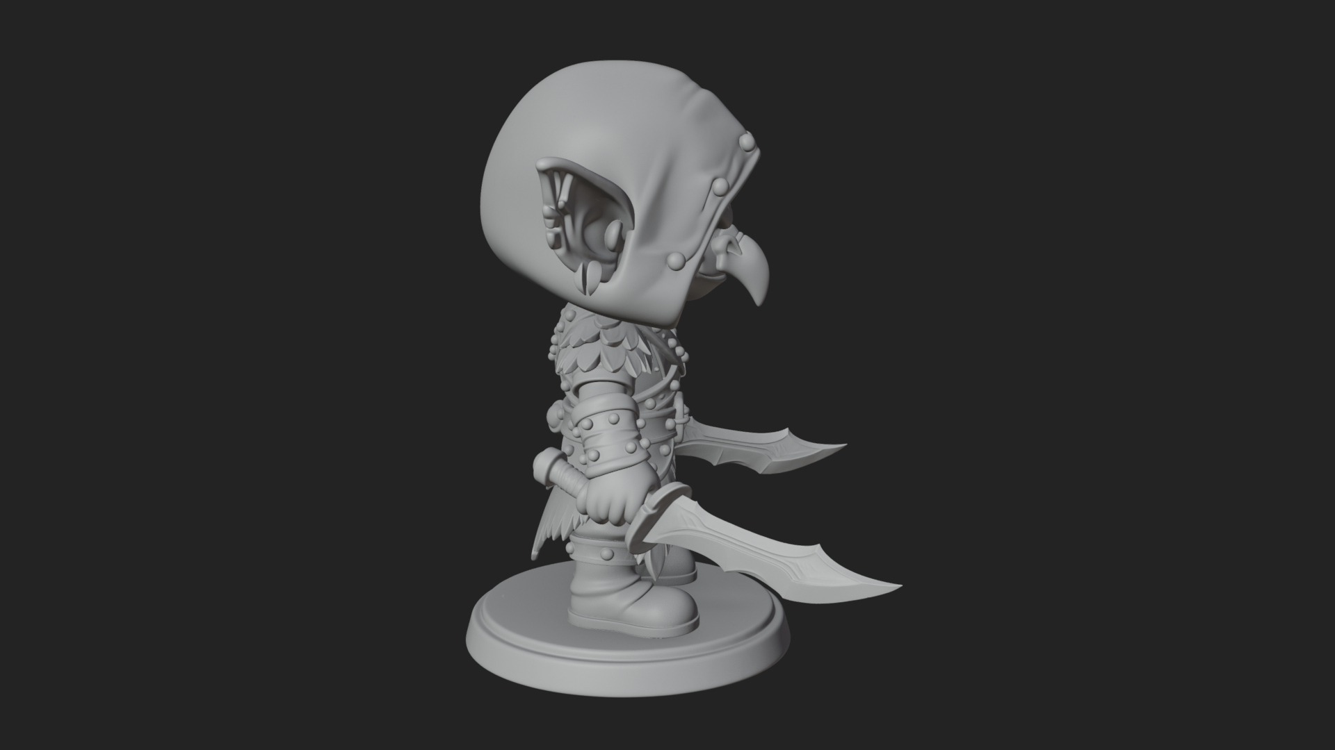 Chibi Hooded Goblin Rogue Statue Design 4 3D Print Model 3D Model