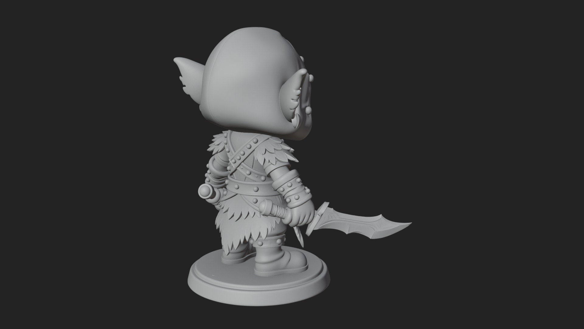 Chibi Hooded Goblin Rogue Statue Design 4 3D Print Model 3D Model