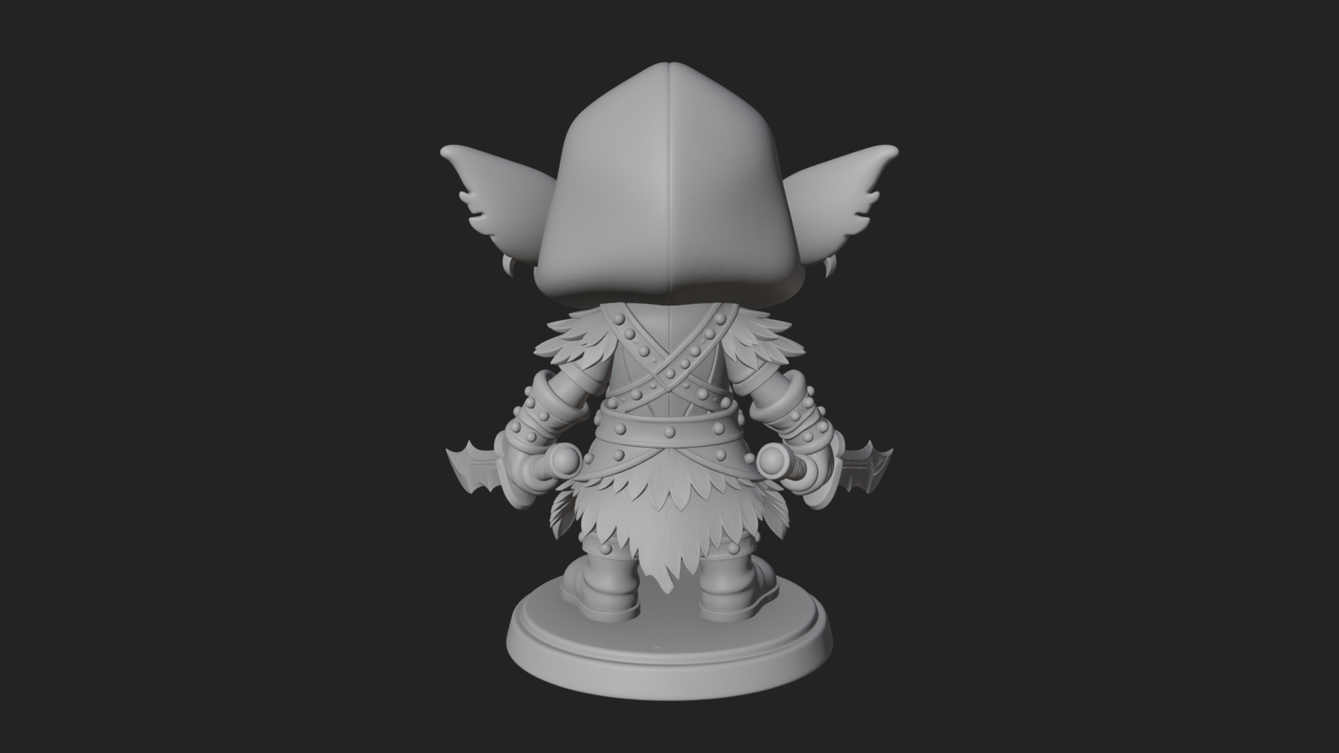 Chibi Hooded Goblin Rogue Statue Design 4 3D Print Model 3D Model