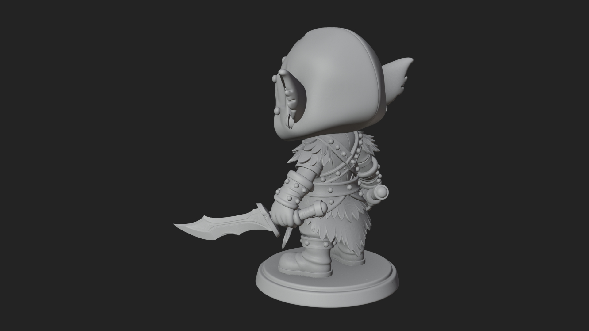 Chibi Hooded Goblin Rogue Statue Design 4 3D Print Model 3D Model