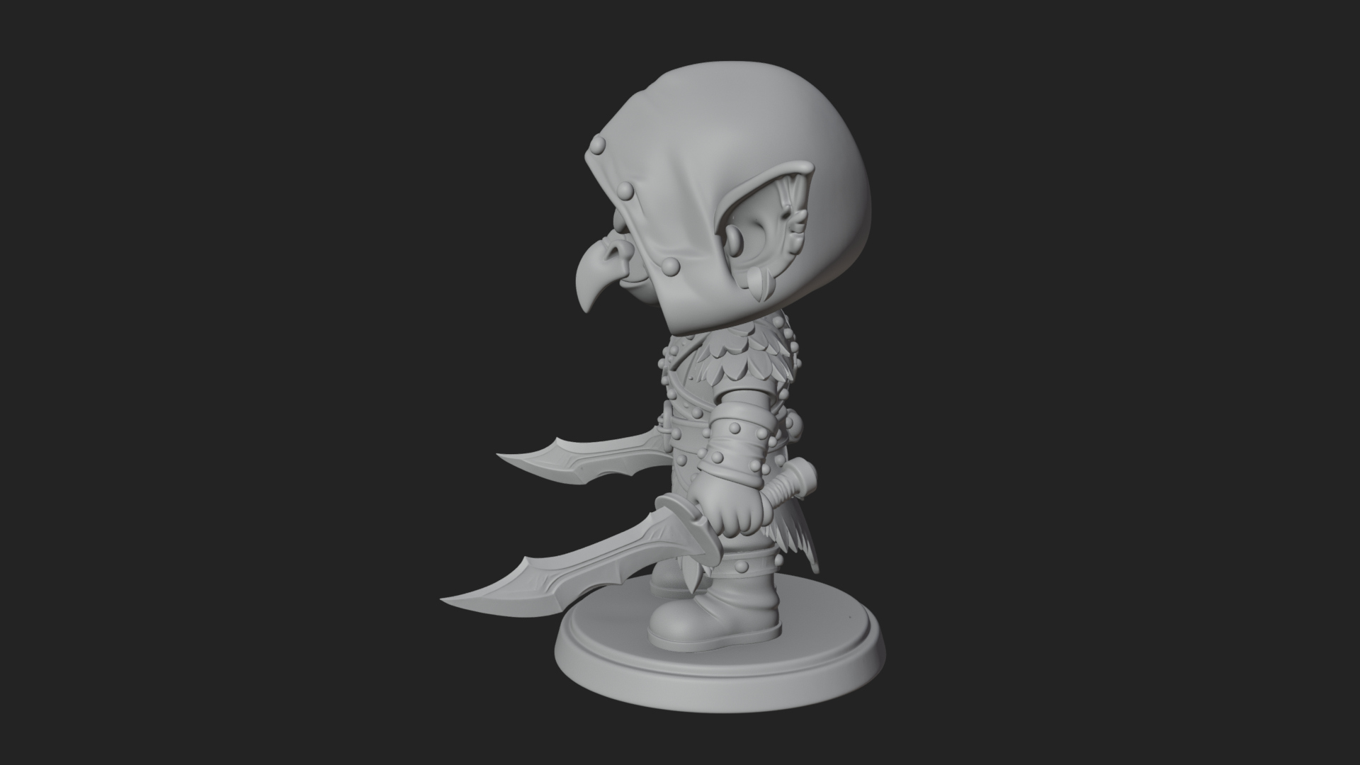 Chibi Hooded Goblin Rogue Statue Design 4 3D Print Model 3D Model