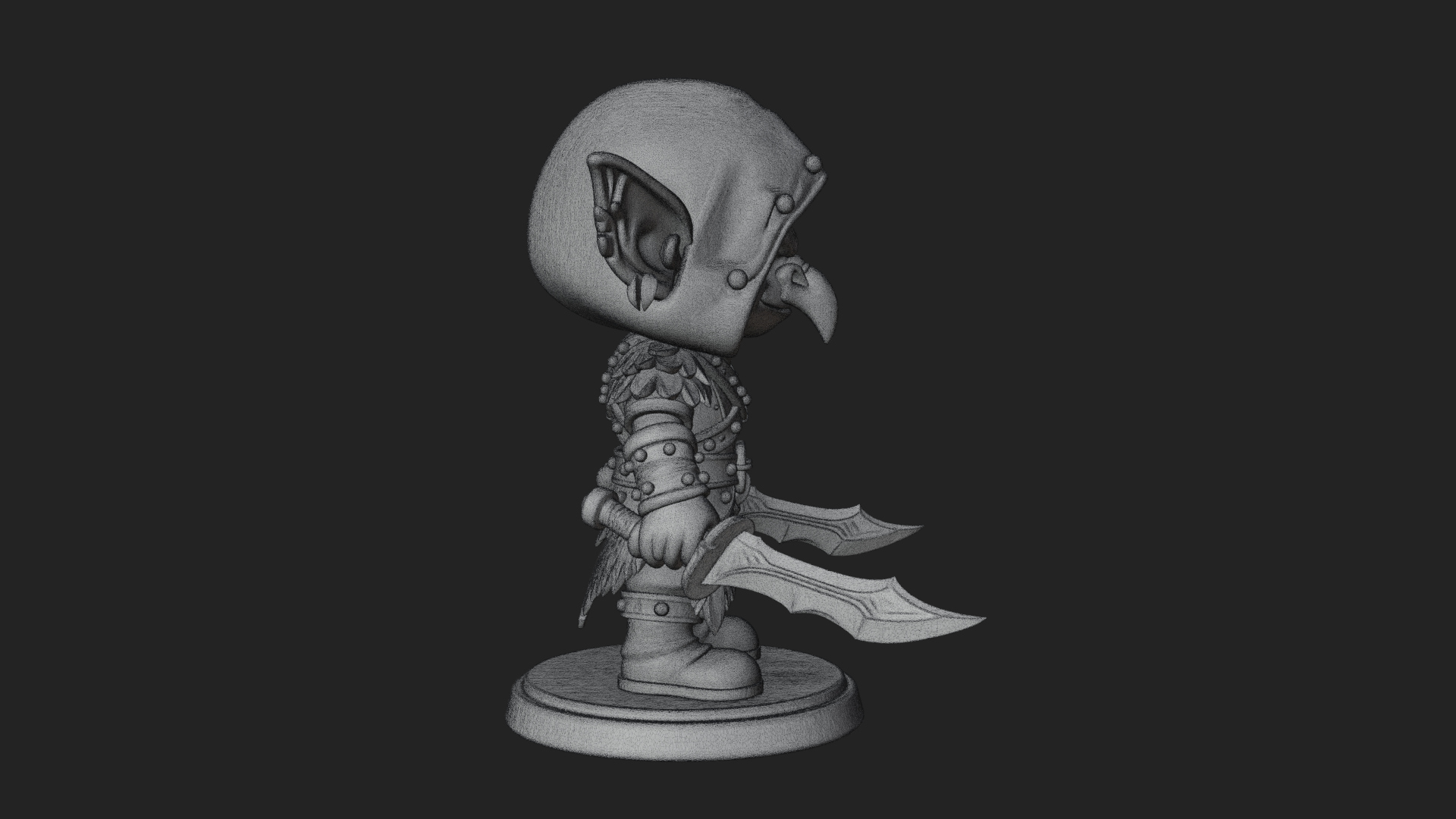 Chibi Hooded Goblin Rogue Statue Design 4 3D Print Model 3D Model