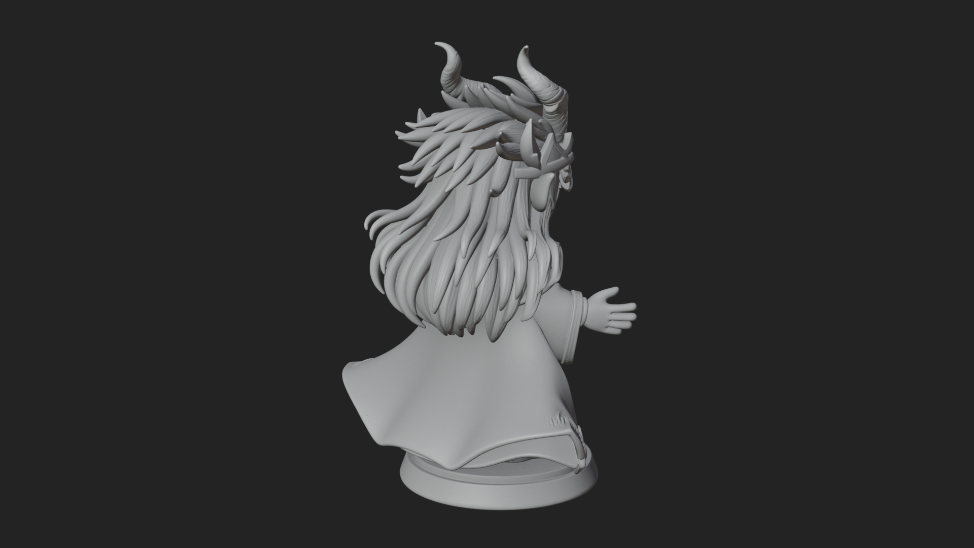 Chibi Horned Dragon Mage Statue Design 1 3D Print Model 3D Model