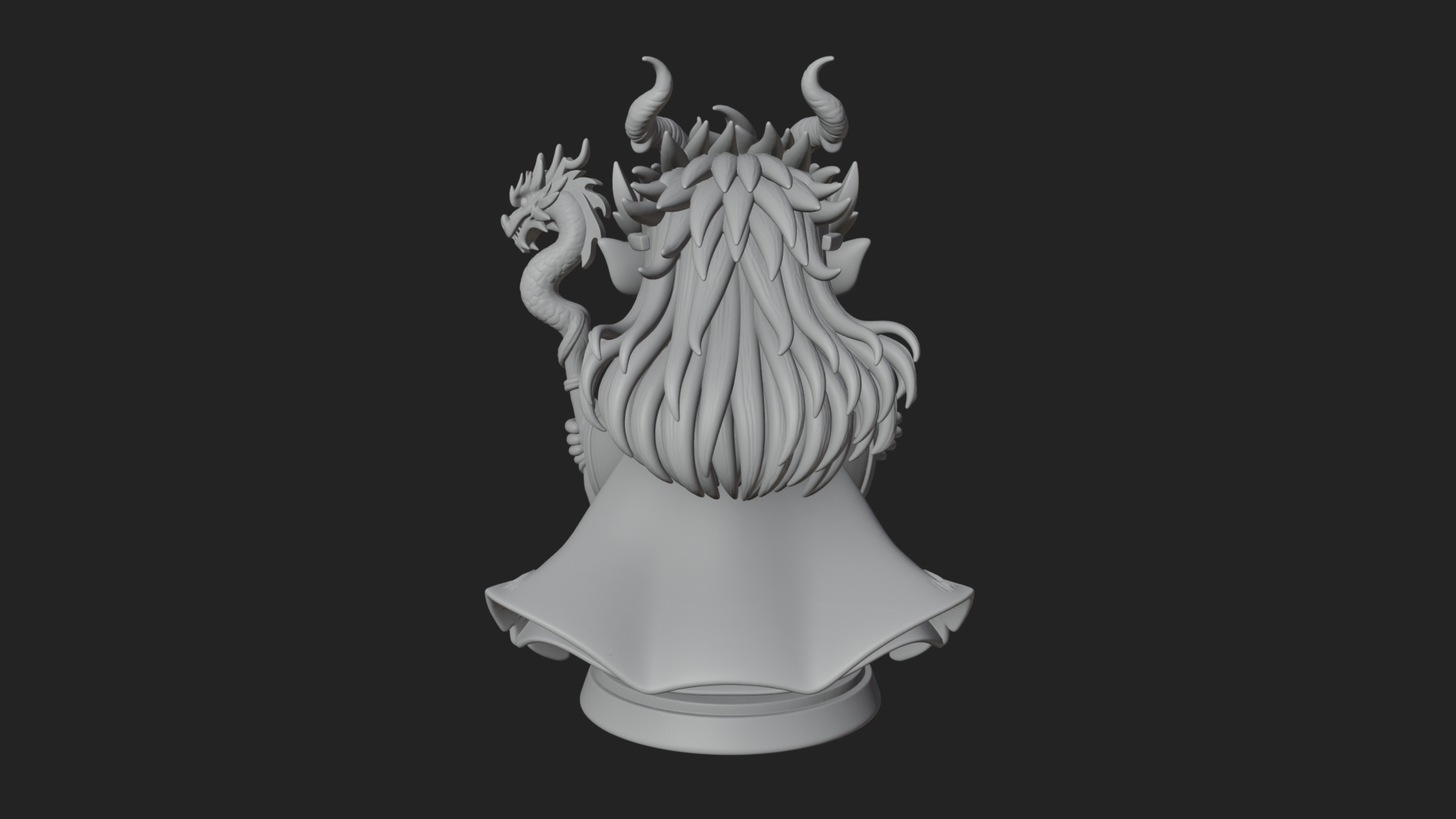 Chibi Horned Dragon Mage Statue Design 1 3D Print Model 3D Model