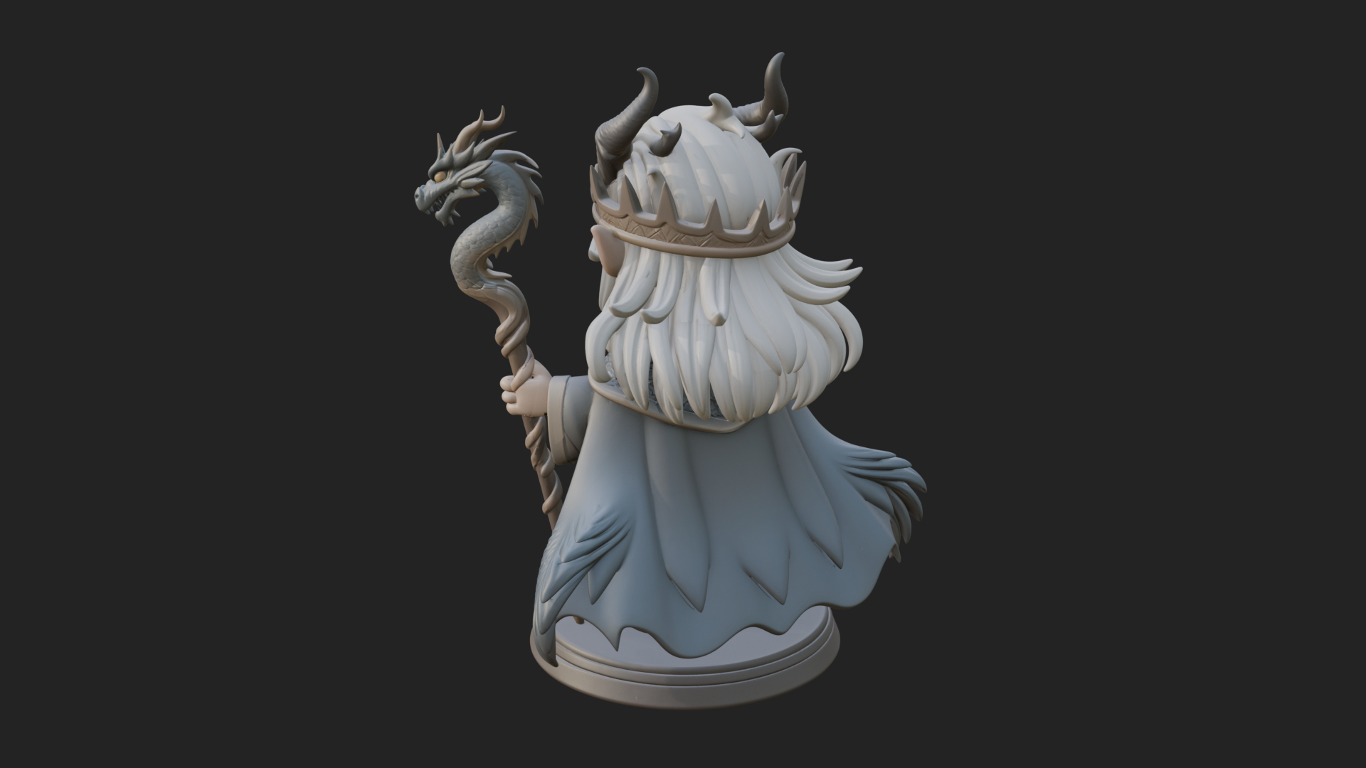 Chibi Horned Dragon Mage Statue Design 2 3D Print Model 3D Model
