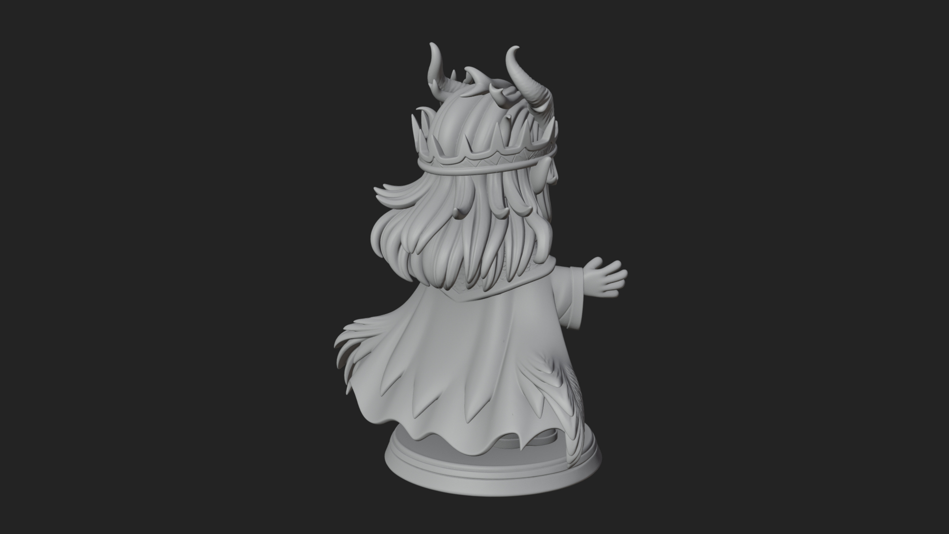 Chibi Horned Dragon Mage Statue Design 2 3D Print Model 3D Model