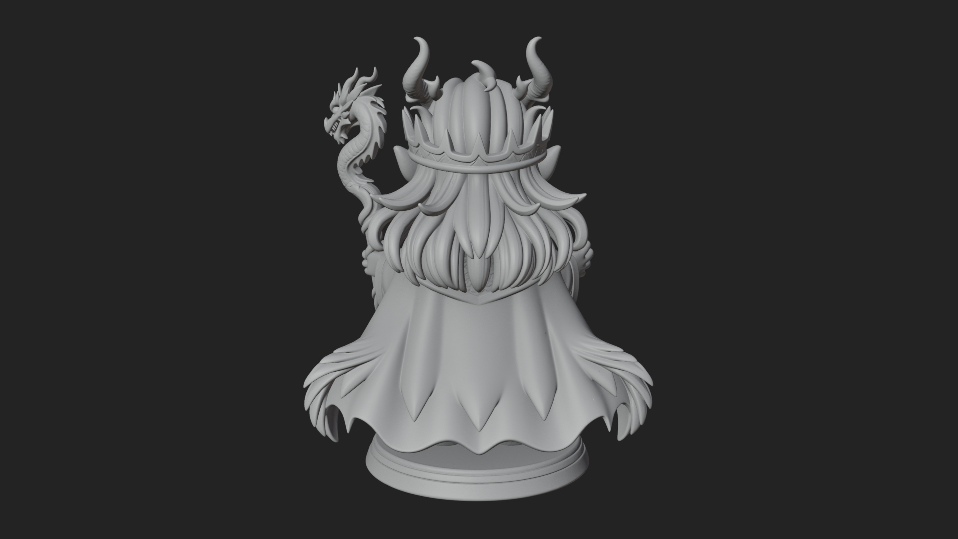 Chibi Horned Dragon Mage Statue Design 2 3D Print Model 3D Model