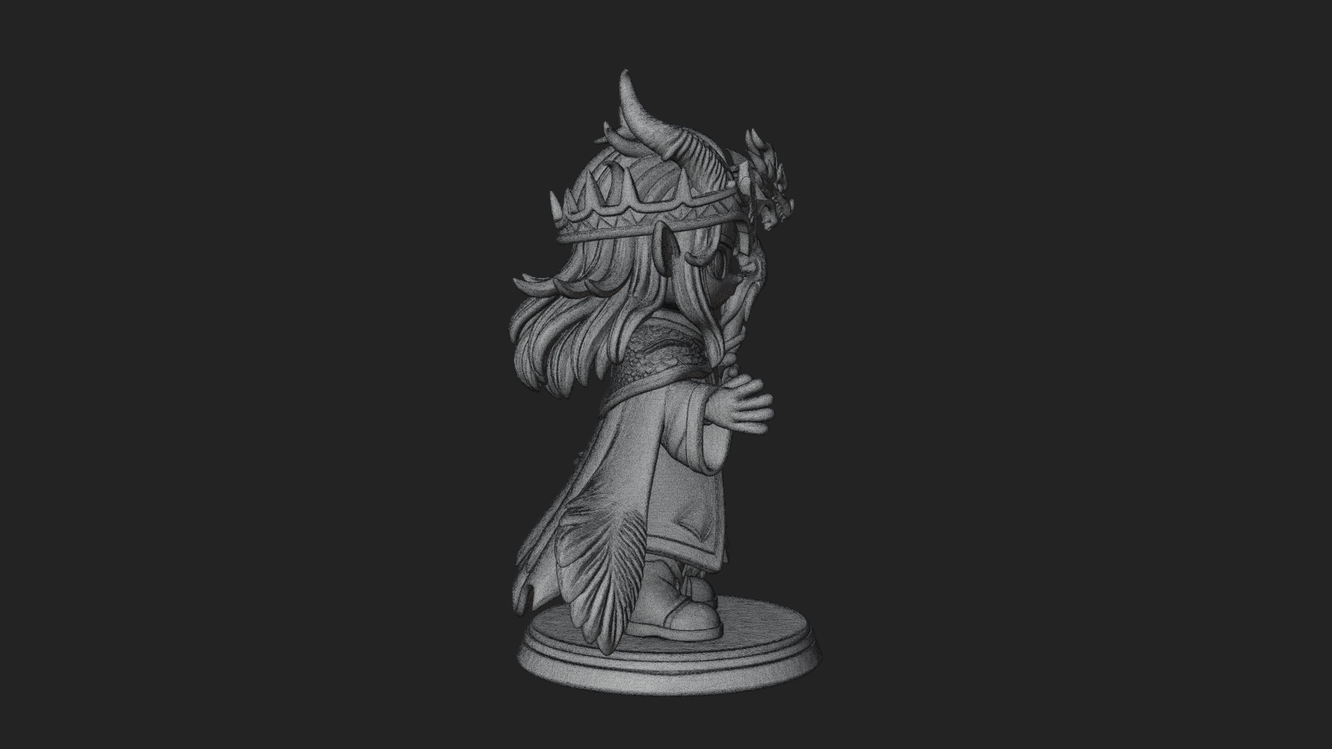 Chibi Horned Dragon Mage Statue Design 2 3D Print Model 3D Model