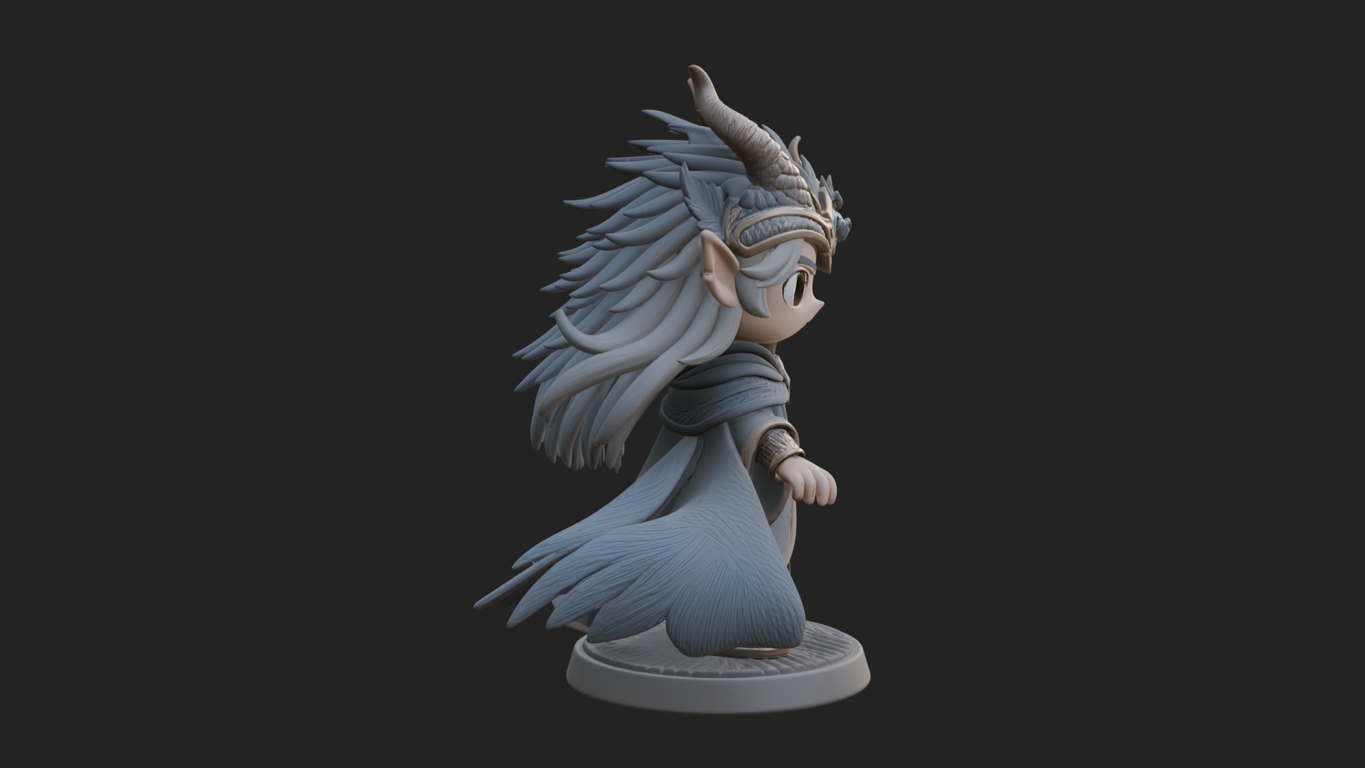Chibi Horned Dragon Mage Statue Design 3 3D Print Model 3D Model