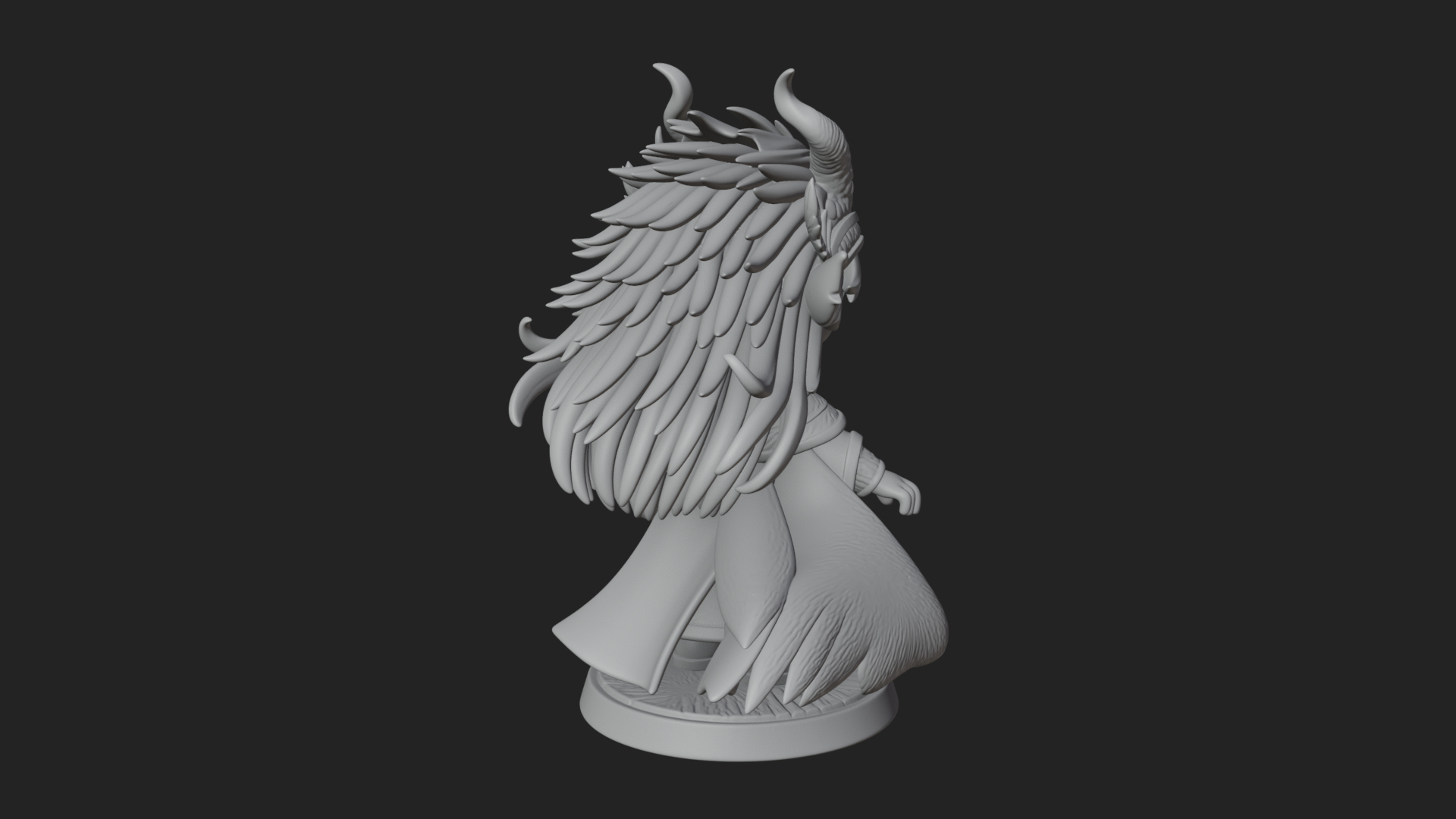 Chibi Horned Dragon Mage Statue Design 3 3D Print Model 3D Model