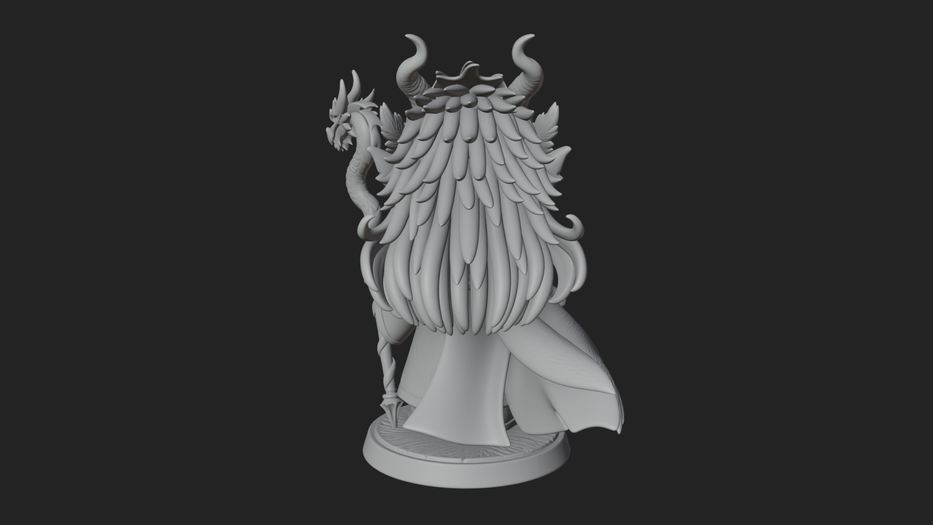 Chibi Horned Dragon Mage Statue Design 3 3D Print Model 3D Model
