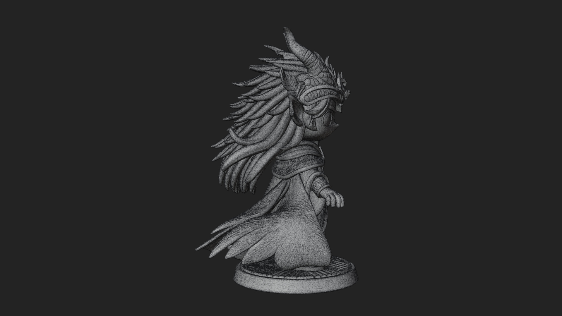 Chibi Horned Dragon Mage Statue Design 3 3D Print Model 3D Model