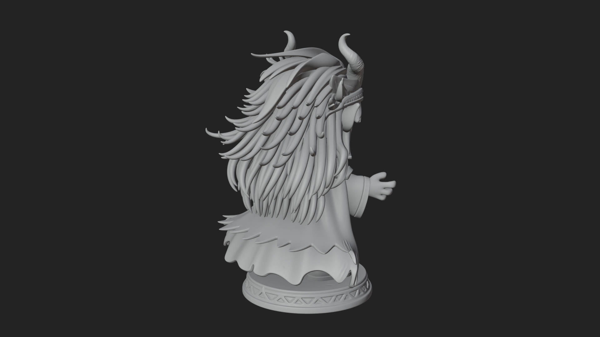 Chibi Horned Dragon Mage Statue Design 4 3D Print Model 3D Model