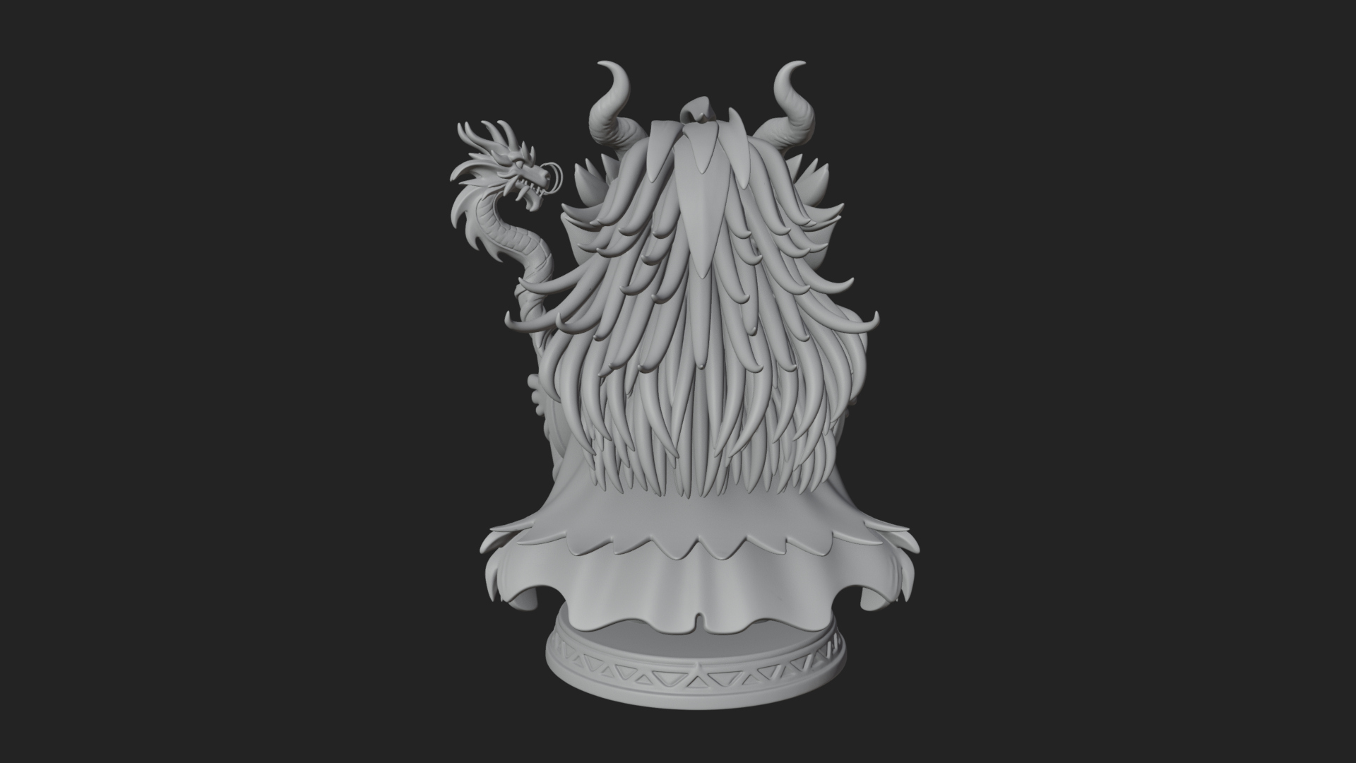 Chibi Horned Dragon Mage Statue Design 4 3D Print Model 3D Model