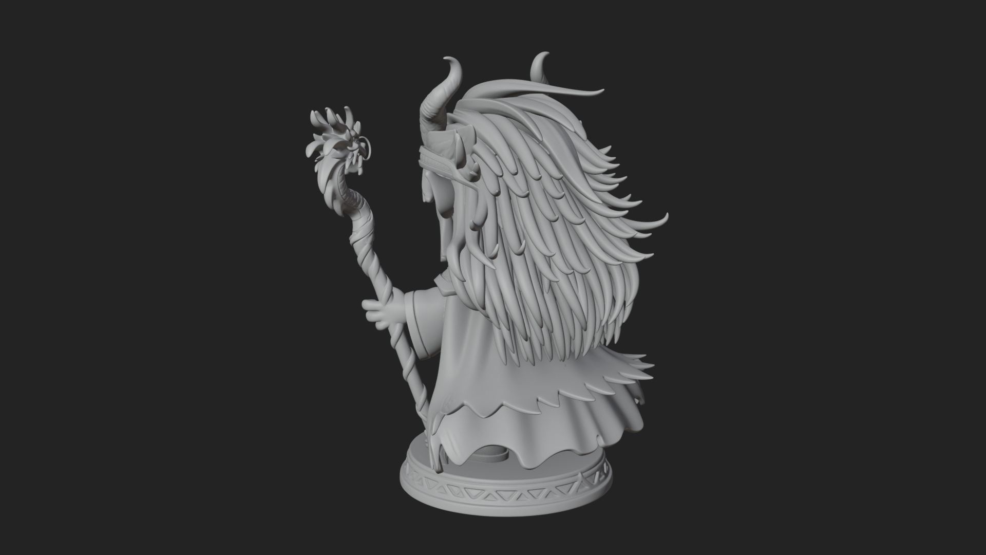 Chibi Horned Dragon Mage Statue Design 4 3D Print Model 3D Model