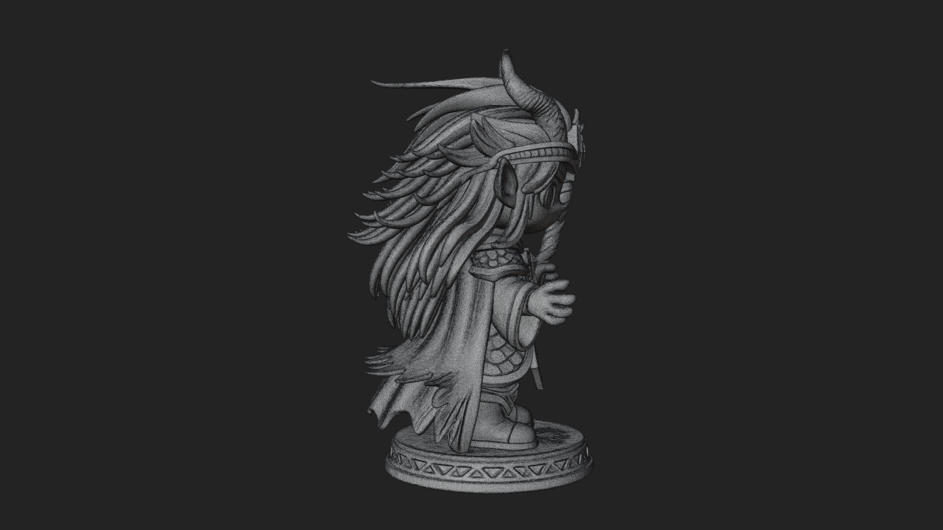 Chibi Horned Dragon Mage Statue Design 4 3D Print Model 3D Model