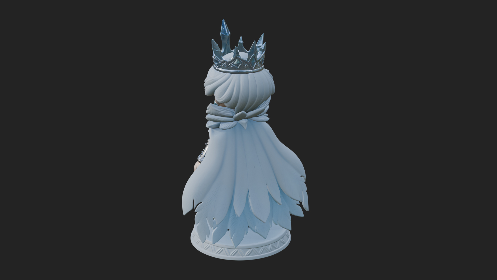 Chibi Ice Crown Queen Statue Design 1 3D Print Model 3D Model